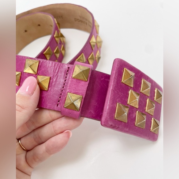 Streets Ahead Studded Leather Roger Belt Pink Gold Large Rare - Picture 4 of 16